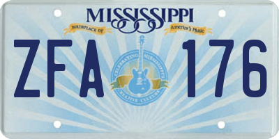 MS license plate ZFA176