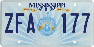 MS license plate ZFA177