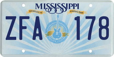 MS license plate ZFA178
