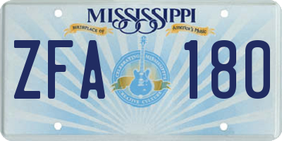MS license plate ZFA180