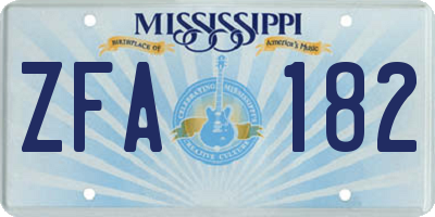 MS license plate ZFA182