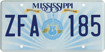 MS license plate ZFA185