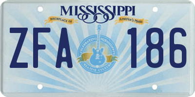 MS license plate ZFA186