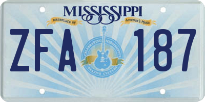 MS license plate ZFA187