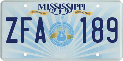 MS license plate ZFA189