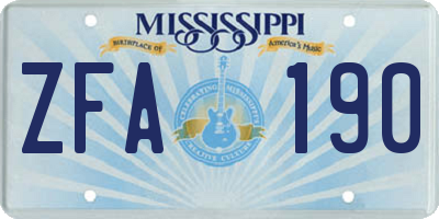 MS license plate ZFA190