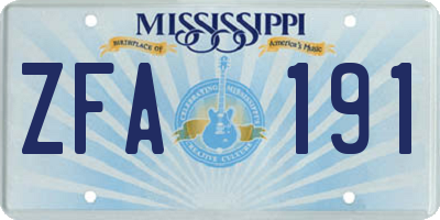 MS license plate ZFA191