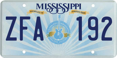 MS license plate ZFA192