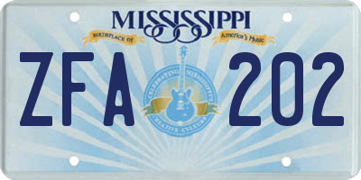 MS license plate ZFA202
