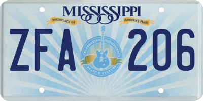 MS license plate ZFA206