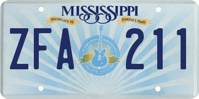 MS license plate ZFA211