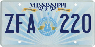 MS license plate ZFA220