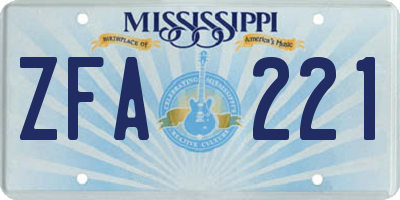 MS license plate ZFA221