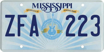 MS license plate ZFA223