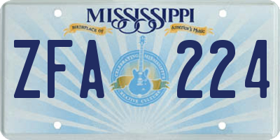 MS license plate ZFA224