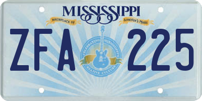 MS license plate ZFA225