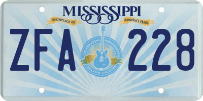 MS license plate ZFA228