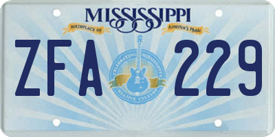 MS license plate ZFA229