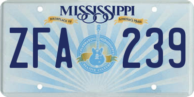 MS license plate ZFA239