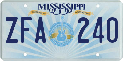 MS license plate ZFA240