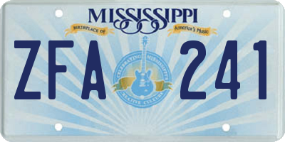 MS license plate ZFA241