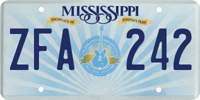 MS license plate ZFA242