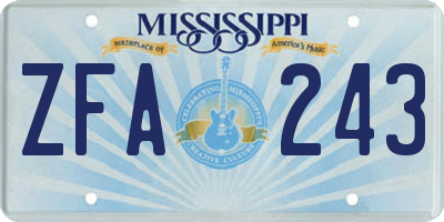 MS license plate ZFA243