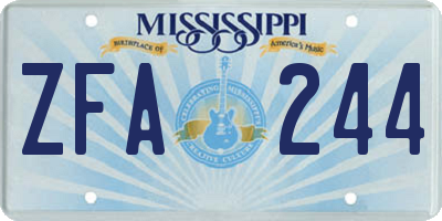 MS license plate ZFA244
