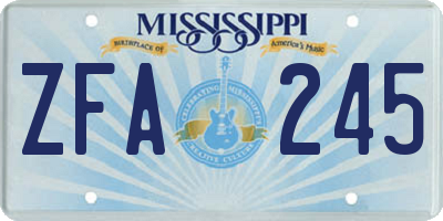 MS license plate ZFA245