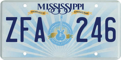 MS license plate ZFA246