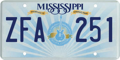 MS license plate ZFA251