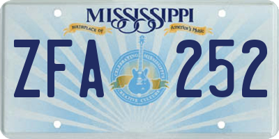 MS license plate ZFA252