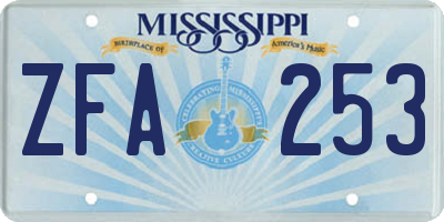MS license plate ZFA253