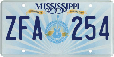 MS license plate ZFA254