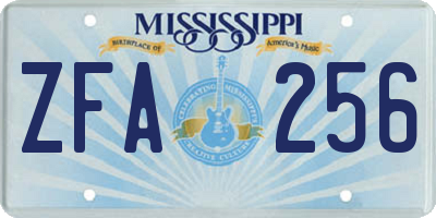 MS license plate ZFA256