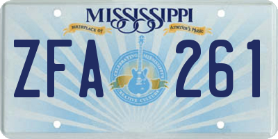 MS license plate ZFA261
