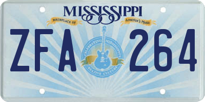 MS license plate ZFA264