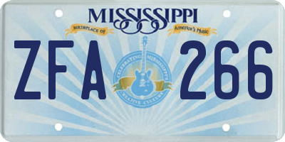 MS license plate ZFA266