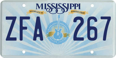 MS license plate ZFA267