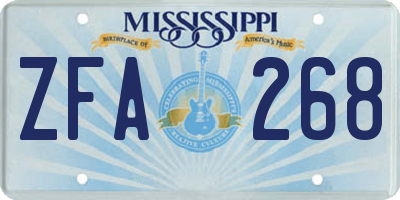 MS license plate ZFA268