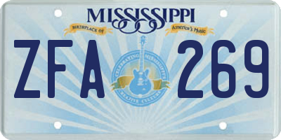 MS license plate ZFA269