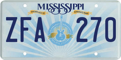 MS license plate ZFA270