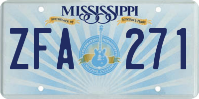 MS license plate ZFA271