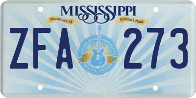 MS license plate ZFA273