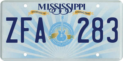MS license plate ZFA283