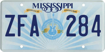 MS license plate ZFA284