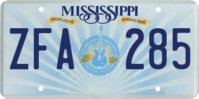 MS license plate ZFA285