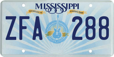 MS license plate ZFA288