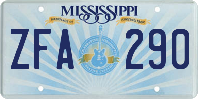 MS license plate ZFA290