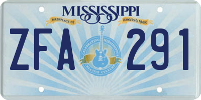 MS license plate ZFA291